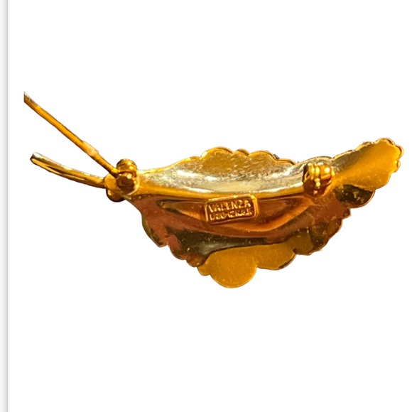 12K GF Vintage Valenza Leaf with Pearls Brooch Pin - Picture 3 of 3